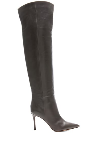 Gianvito Rossi Over The Knee Leather Boots in Grey | FWRD