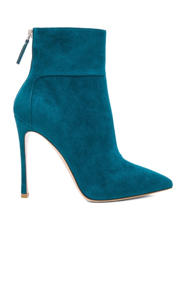 Gianvito Rossi Suede Ankle Booties in Pavone | FWRD
