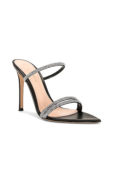 Shop Gianvito Rossi Cannes Sandal In Black & Crystal