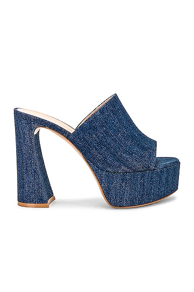Gianvito Rossi Holly Platform Mule Sandal In Mid Blue