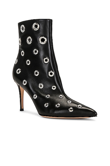Gianvito Rossi Black Gianvito 85 Eyelet Leather Ankle Boots In Black