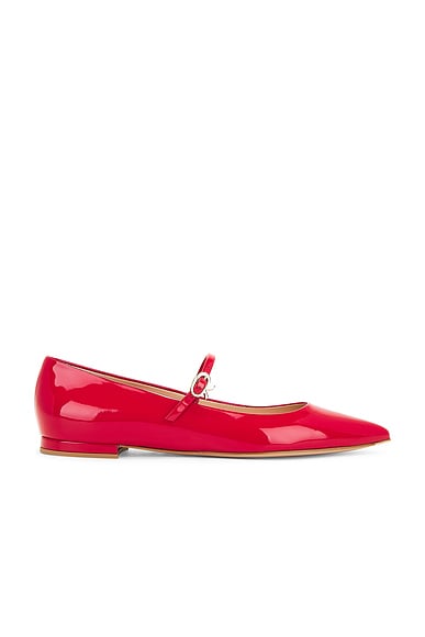 Gianvito Rossi Ribbon Jane Flat in Tobasco Red