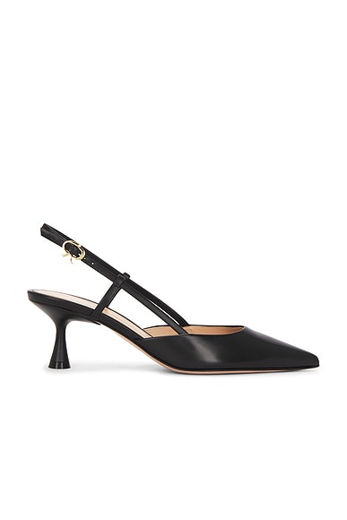 Gianvito Rossi Ascent Vitello Slingback Kitten Heel in Black
