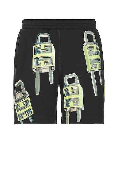 Givenchy 4g Padlock-print Bermuda Shorts In Black