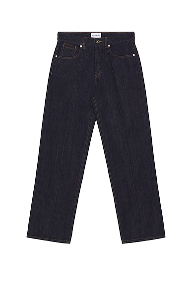 Wide Leg Denim Jeans in Dark Blue