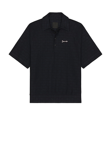 Givenchy Half Zip Short Sleeve Sweatshirt in Black & Navy