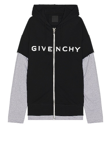 Givenchy Double Layer Zipped Hoodie in Black