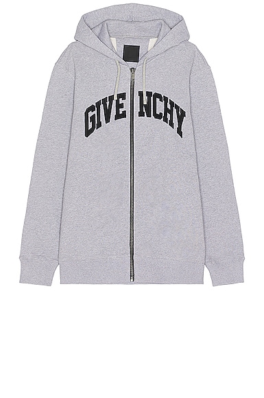 Givenchy Classic Fit Zipped Hoodie in Light Grey