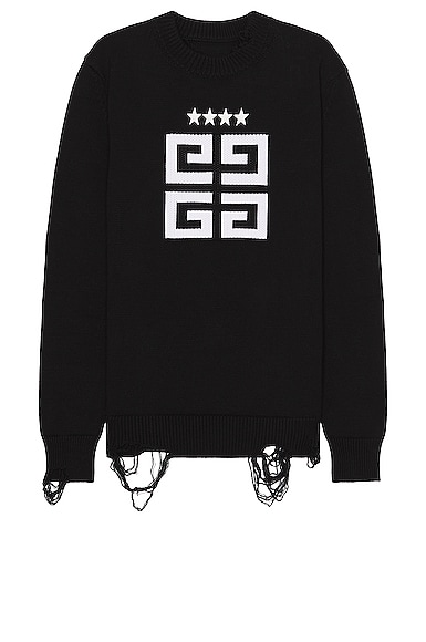 Shop Givenchy Star 4g Logo Sweater In Black & White