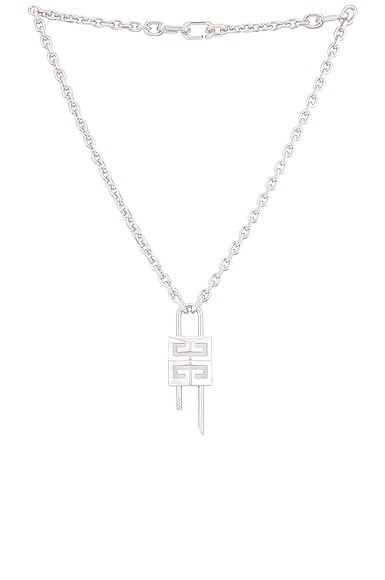 Givenchy Lock Small Silvery Necklace in Metallic Silver