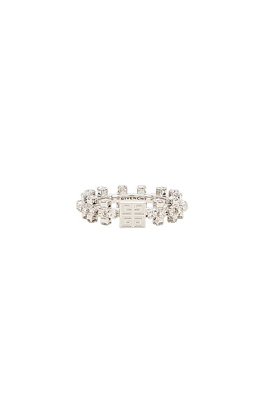 Givenchy 4G Crystal Ring in Metallic Silver