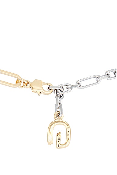 Shop Givenchy G Link Mixed Necklace In Golden & Silvery