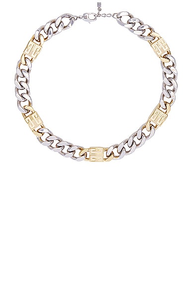Givenchy 4g Golden Silvery Chain Large Necklace in Golden & Silvery