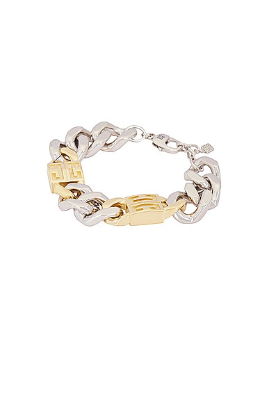 Givenchy 4g Golden Silvery Chain Large Bracelet in Golden & Silvery
