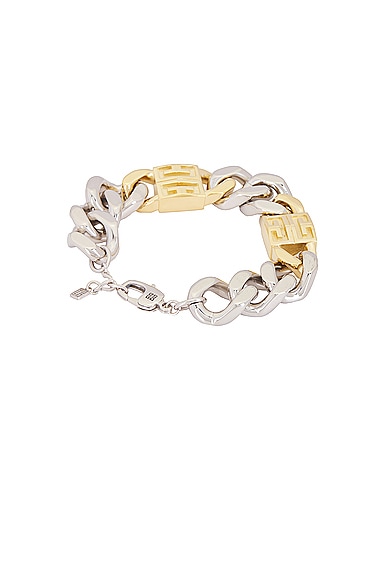 Shop Givenchy 4g Golden Silvery Chain Large Bracelet In Golden & Silvery
