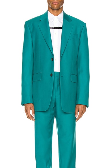 Givenchy Notch Lapel Oversize Jacket in Turquoise