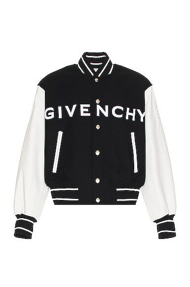 Wool And Grained Leather Varsity Jacket