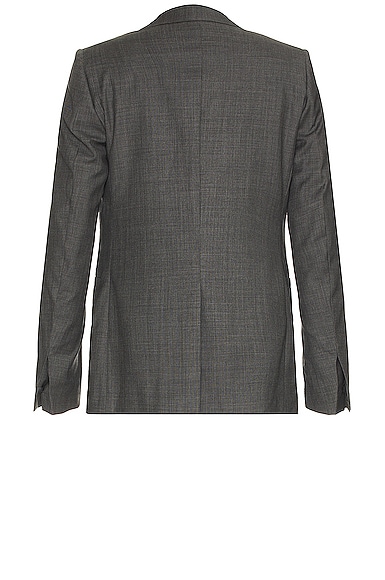 Shop Givenchy Metal Bar Structured Blazer Jacket In Medium Grey