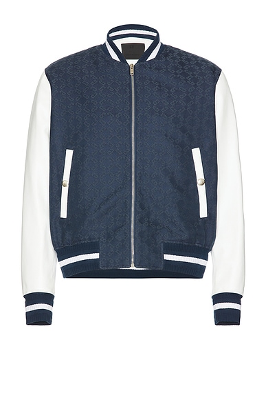 Mixed Material Varsity Jacket