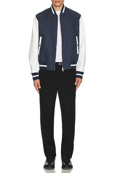 Mixed Material Varsity Jacket