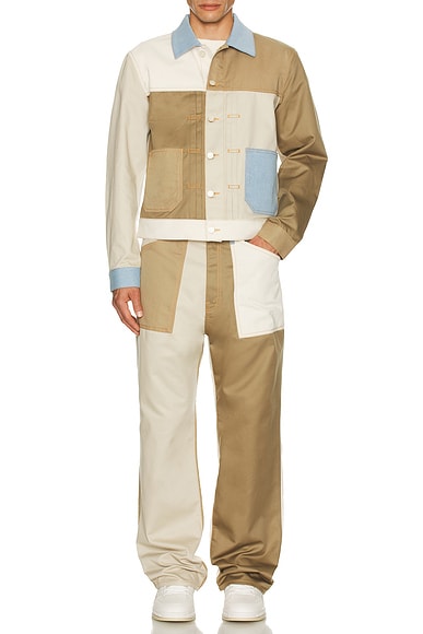 Pleated And Snapped Denim Jacket in Multicolor