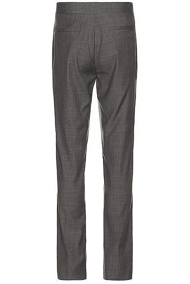 Shop Givenchy Straight Fit Pants W/ Metal Clip Closure In Medium Grey