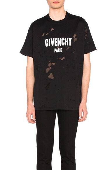 Givenchy Destroyed Logo Tee in Black | FWRD