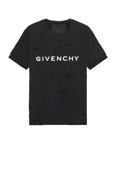 Givenchy 2 Layers Classic Fit Hole T Shirt in Black