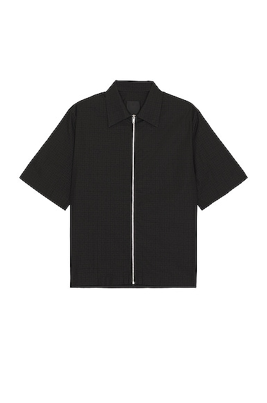 Givenchy Short Sleeves Boxy Fit Zipped Shirt in Black