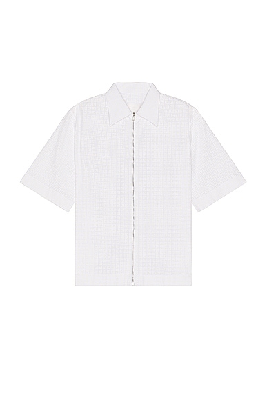 Givenchy Short Sleeve Boxy Fit Zipped Shirt in White