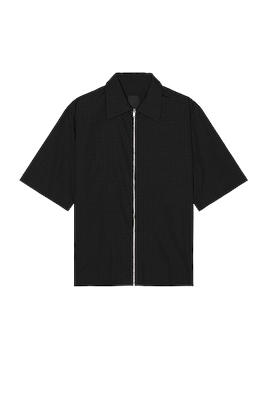 Givenchy Short Sleeve Boxy Fit Zipped Shirt in Black