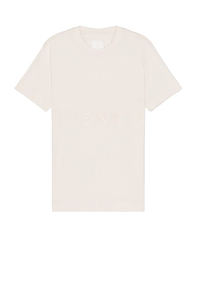 Givenchy Slim Fit Branding Embroidery Tee in Nude Pink