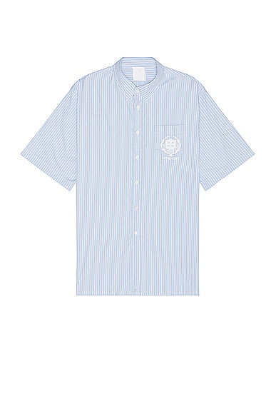 Givenchy Short Sleeve Pocket Shirt in Light Blue