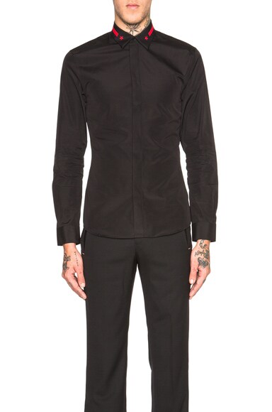 選ぶなら & Band Embroidered Givenchy Star FWRD | Black in Shirt Collar Tシャツ/カットソー(七分/長袖)