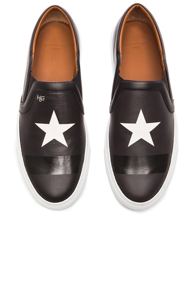 Skate Star and Stripe Slip-On Leather Sneakers