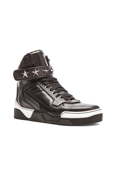 Givenchy Tyson High Top Leather Sneakers with Stars in Black