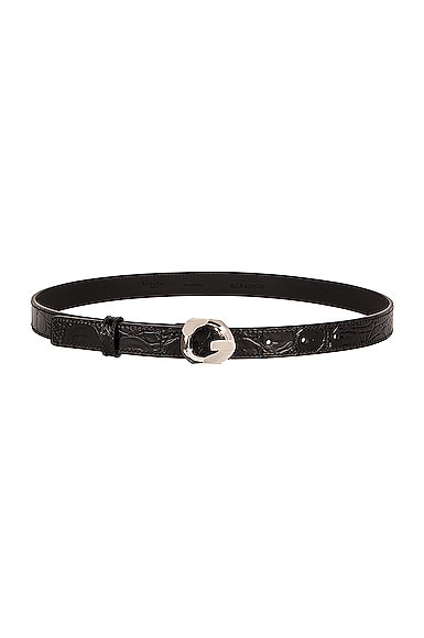 Givenchy G Chain Embossed Croc Buckle Belt In Black