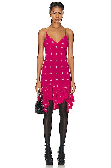 Givenchy Ruffle Mini Dress in Fuchsia