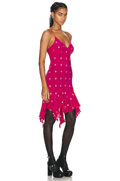 Shop Givenchy Ruffle Mini Dress In Fuchsia