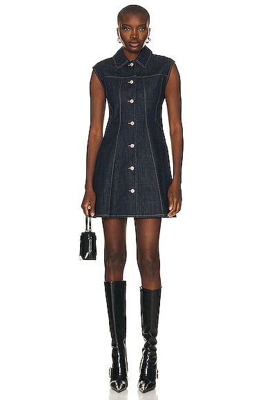 Givenchy Fitted Button Up Denim Dress in Indigo Blue