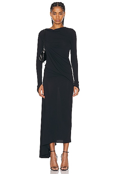 Givenchy Asymmetrical Long Sleeve Dress in Black