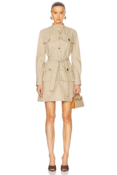 Givenchy Mini Military Dress in Taupe