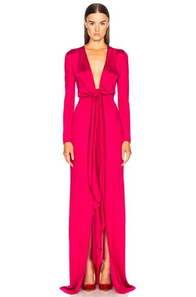 Shiny Viscose Jersey Tie Knot Gown