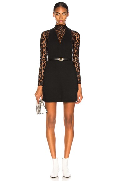 Leopard Print Wool Crepe Overall Dress