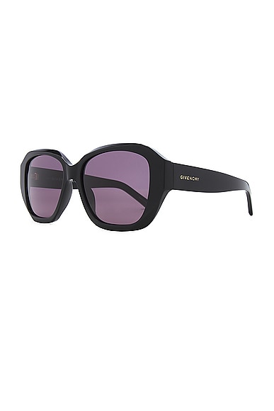Shop Givenchy Gv Day Sunglasses In Shiny Black & Smoke