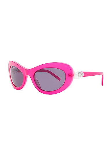 Shop Givenchy Pearl Sunglasses In Shiny Fuxia & Smoke
