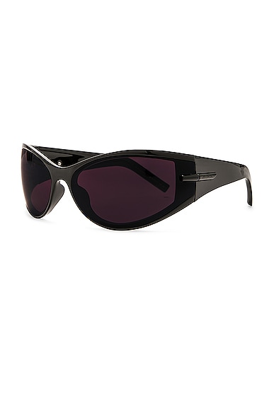 Shop Givenchy Oval Sunglasses In Shiny Black