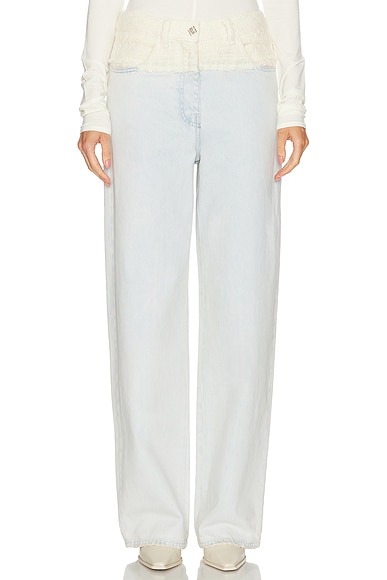 Mixed Denim Wide Leg Jeans