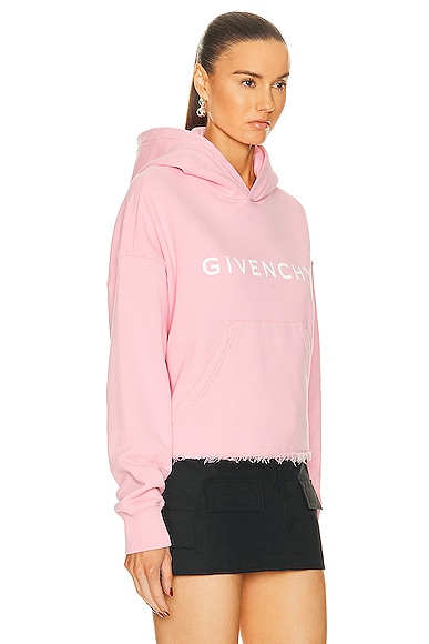 Shop Givenchy Cropped Hoodie Sweatshirt In Flamingo