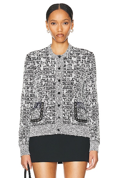 Givenchy Chain Front Pocket Cardigan in Black & White